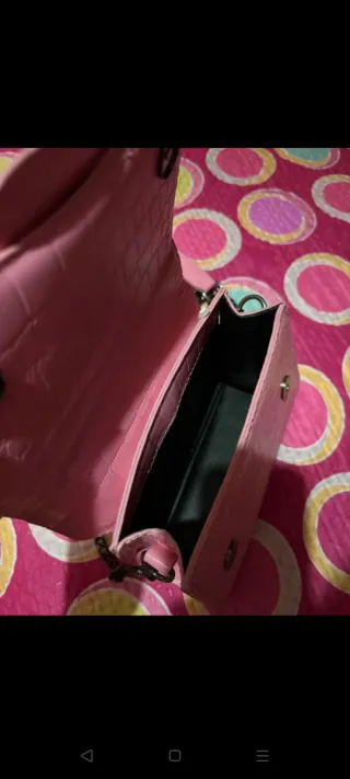 Borsa donna rosa effetto coccodrillo