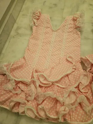 Traje Flamenco Niña Rosa Lunares