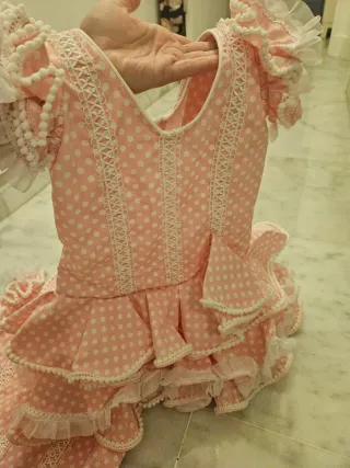 Traje Flamenco Niña Rosa Lunares