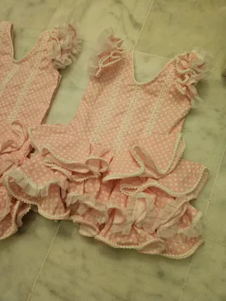 Traje Flamenco Niña Rosa Lunares