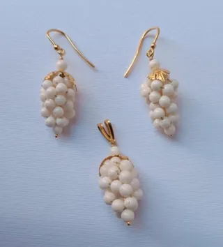 Coppia Orecchini e Ciondolo Corallo Bianco