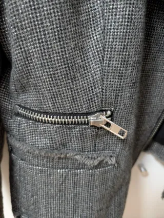 Chaqueta Mango Tweed Cremallera Deshilachada