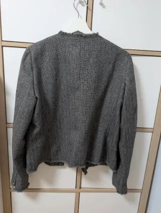 Chaqueta Mango Tweed Cremallera Deshilachada