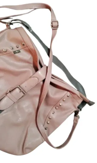 Bolso bandolera Surkana polipiel rosa y gris
