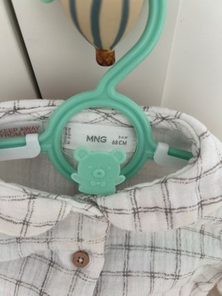 Camisa bebé cuadros blanca 68cm