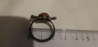 Anillo de plata con coral – Esmalte azul/verde –