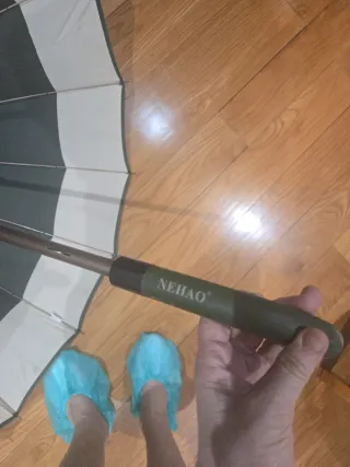 Paraguas manual beige y verde oliva