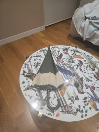 Paraguas manual beige y verde oliva