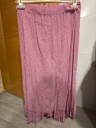 Falda larga estampada rosa