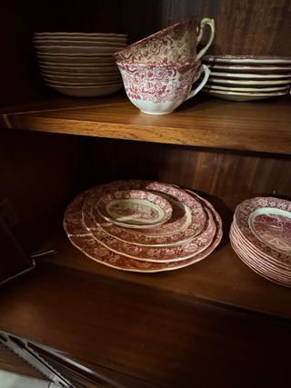 Juego Vajilla Inglés Shepperton Porcelana Roja