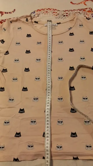 Camiseta Pull&Bear Mujer Gatos Talla L