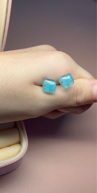 Pendientes mujer cuadrados azules