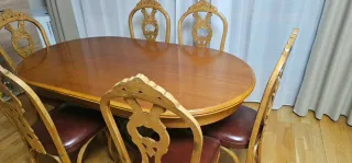 Mesa salon y 6 sillas madera