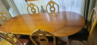 Mesa salon y 6 sillas madera