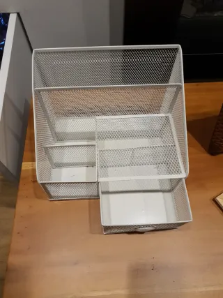 Organizador de escritorio metálico blanco