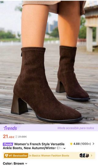 Botines de tacón marrón