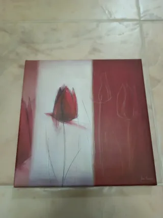 Cuadro Decorativo Tulipán Rojo y Blanco