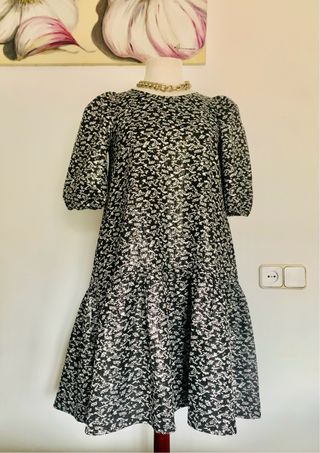 Vestido Zara bordado plateado T/36