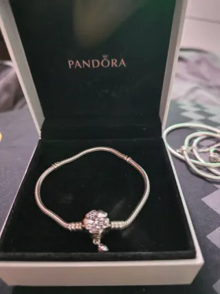 Conjunto Pandora Pulsera y Anillo Rosa