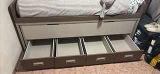 Conjunto 2 camas 2x1m beige y marrón