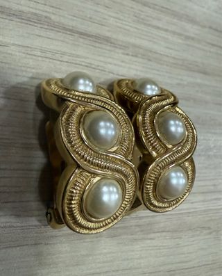 Pendientes Christian Dior Vintage Oro Perla