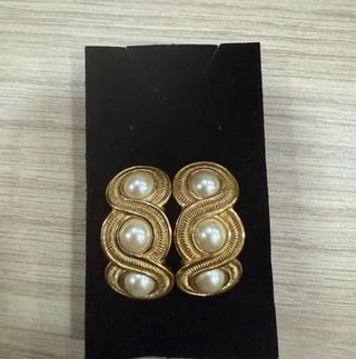 Pendientes Christian Dior Vintage Oro Perla