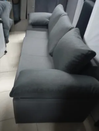 Sofá 3 plazas gris tela