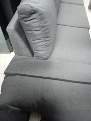 Sofá 3 plazas gris tela