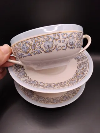 🇬🇧 Tazones Consomé Ingleses Porcelana Beige/Azul