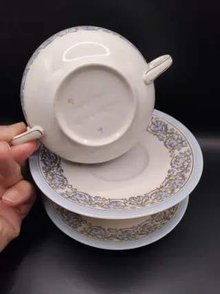 🇬🇧 Tazones Consomé Ingleses Porcelana Beige/Azul