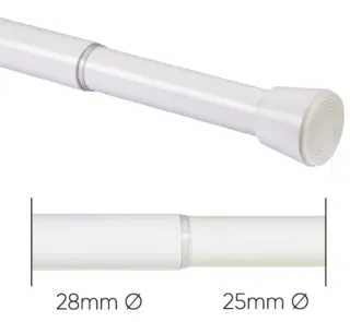 Barra Cortina Extensible Blanca 120-210cm