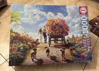Puzzle Educa 1000 Piezas Flores Carro Perros