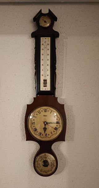 Reloj Barómetro Termómetro Pared Madera
