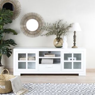 Mueble TV Banak Madera y Cristal