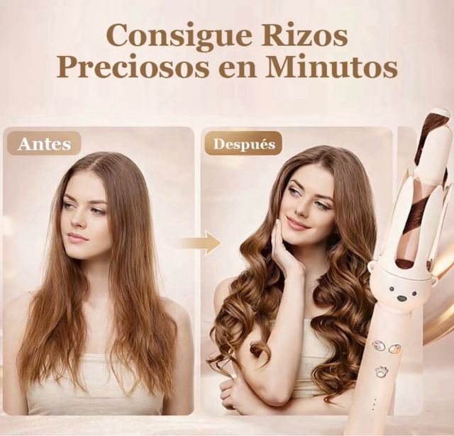 Rizador de pelo automático beige y blanco