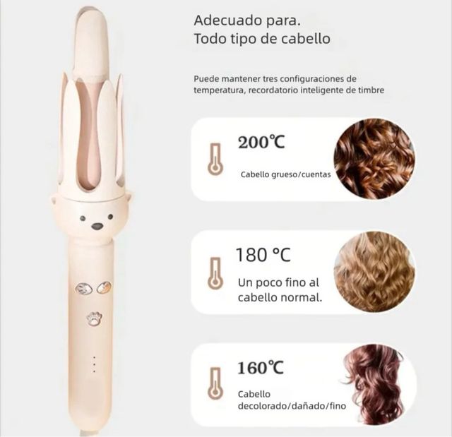 Rizador de pelo automático beige y blanco