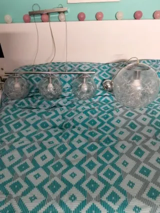 Lote 2 Lámparas Salón Cristal Metal