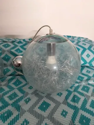 Lote 2 Lámparas Salón Cristal Metal