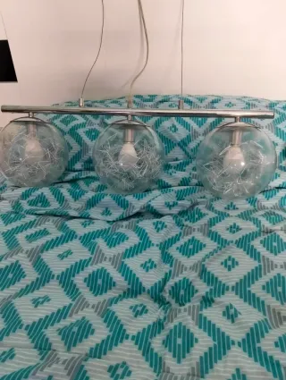 Lote 2 Lámparas Salón Cristal Metal