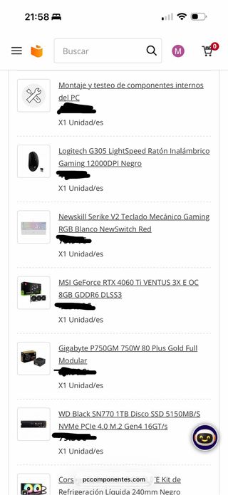 Ordenador Gaming montado a piezas pccomponetes