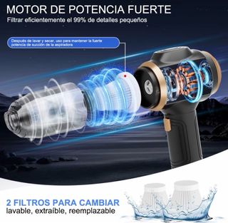 Aspirador Potente 15000Qa Coche/Casa USB-C