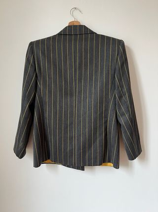 Completo blazer e gonna lana grigio gessato