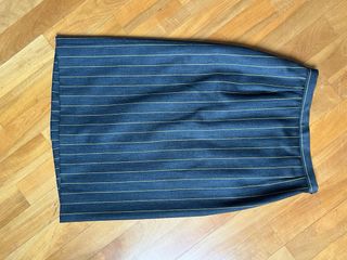 Completo blazer e gonna lana grigio gessato