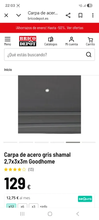 Carpa Gris 3x3x2.7m Goodhome