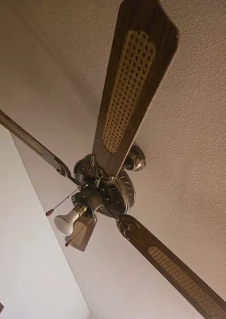 Lámpara Ventilador Madera y Metal