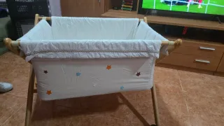 Minicuna beige con colchón