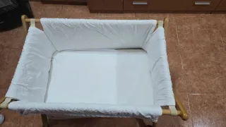 Minicuna beige con colchón