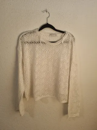 Jersey blanco de punto calado