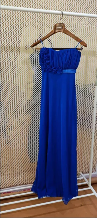 Vestido largo azul vibrante