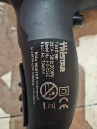 Secador de pelo Tristar Negro/Plata